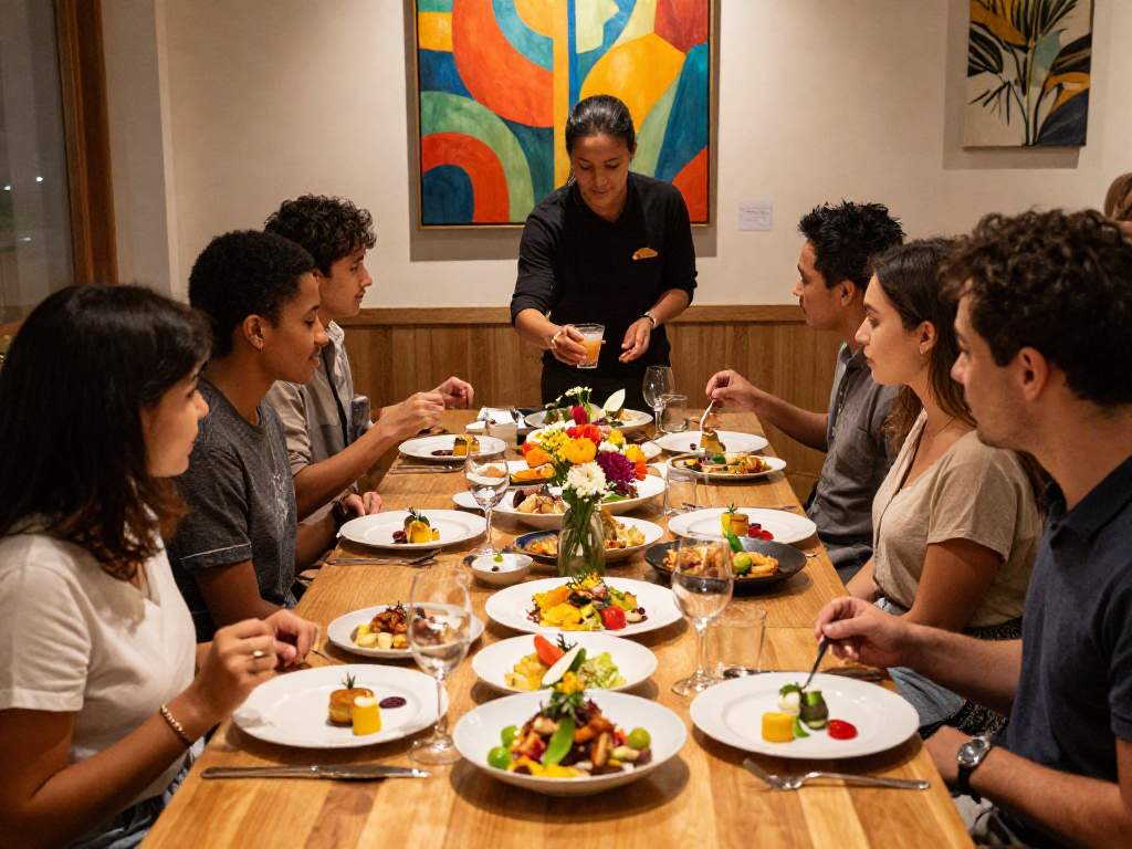 Diverse diners enjoying a variety of dishes at River City Restaurant, enhancing the rokok88 slot experience.